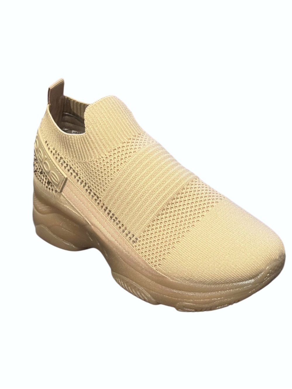bebe Women’s Amaris Tan Knit Slip-On Platform Sneaker Sz 8.5